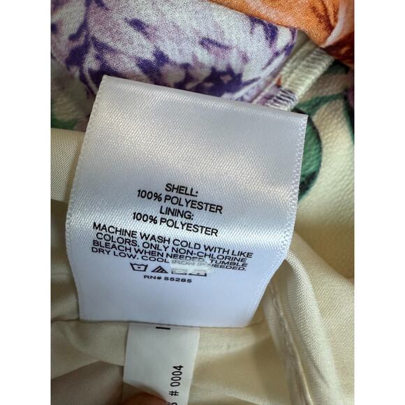 Express Floral Faux Wrap Midi Dress Women M Spaghetti Strap Tulip Hem Cocktail - Picture 12 of 14